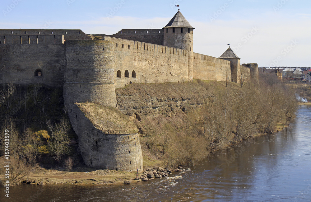 Ivangorod fortress on Narva river in Russia