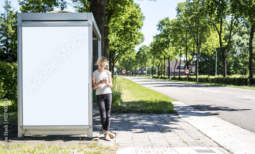 Bus stop billboard or outdoor abri advertising mockup photo