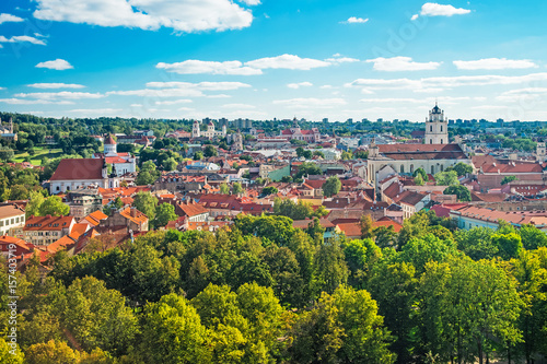 Panoramic view on Vilnius cityscape with churches