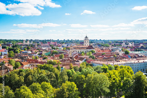 Panorama of Vilnius cityscape with churches