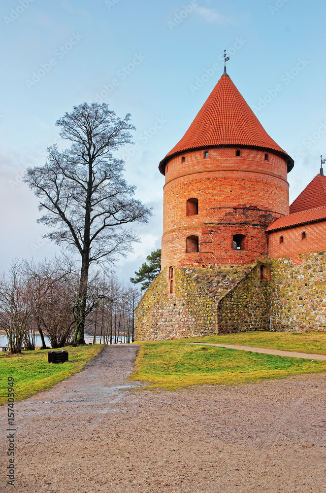 Tower in Trakai island castle museum at day time