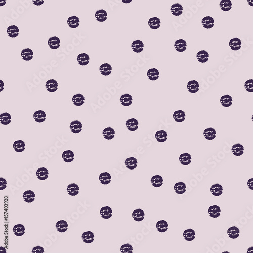 Polka dot sketch lilac seamless pattern. Vector illustration. Retro motif. 