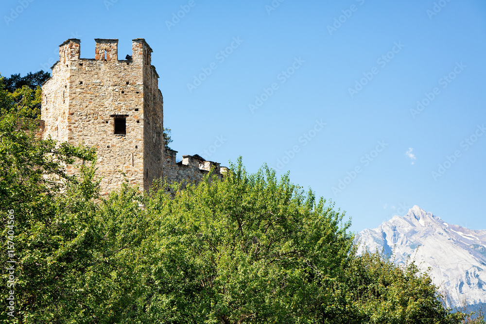 Ruins of Tourbillon castle at Sion Valais Switzerland