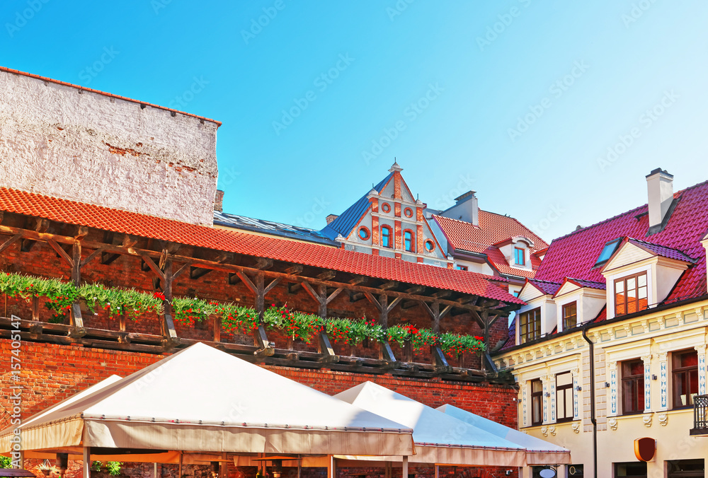 Courtyard at historical center in old town Riga