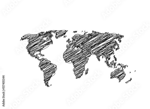 Hand sketch World Map Globe Vector   easy all editable