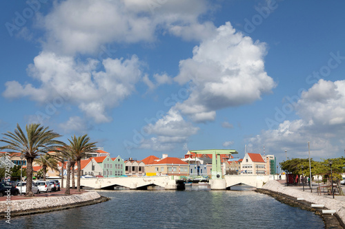 Curacao Willemstad Caribic Waaigat. Queen Wilhelmina bridge. Canal photo