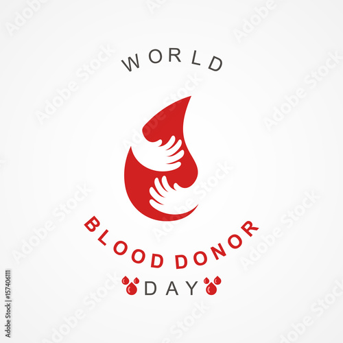 world blood donor day with hands and blood's drop icon