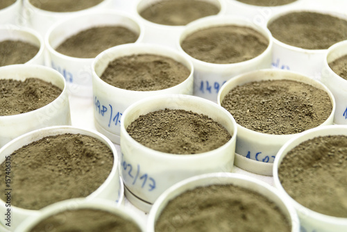 Soil samples for testing in the laboratory