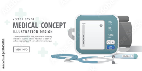 Banner medical examination equipment illustration vector on white background. Medical concept.