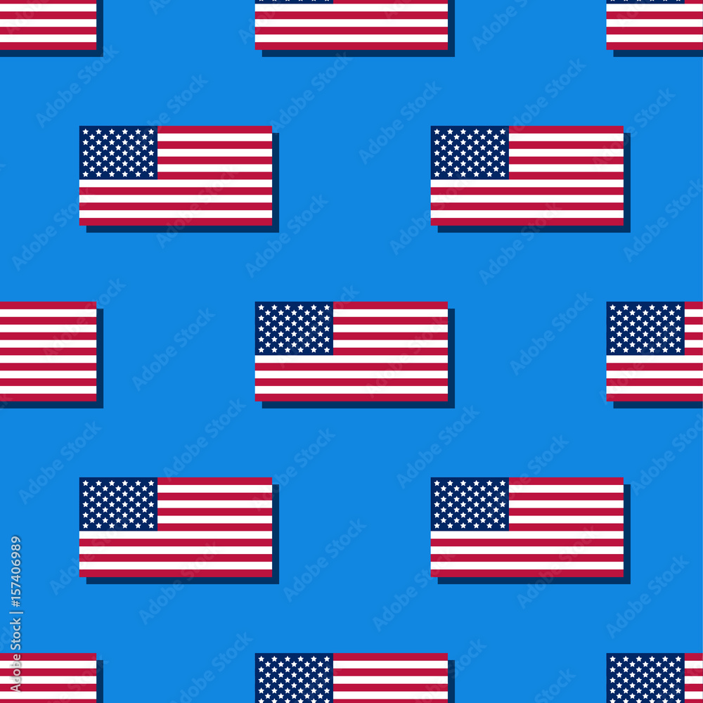 Flag of the USA seamless pattern on blue background Flag of the USA seamless pattern on blue background