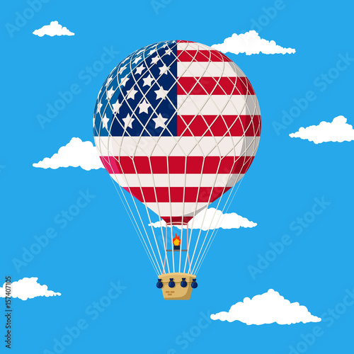 Hot air balloon with USA flag