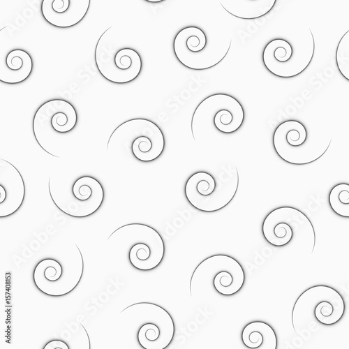 Spiral white seamless texture. Light color, monochrome seamless pattern.Vortex, whirlpool, swirl, curve pattern vector illustration in black and white colors. Minimalist geometric ornament.