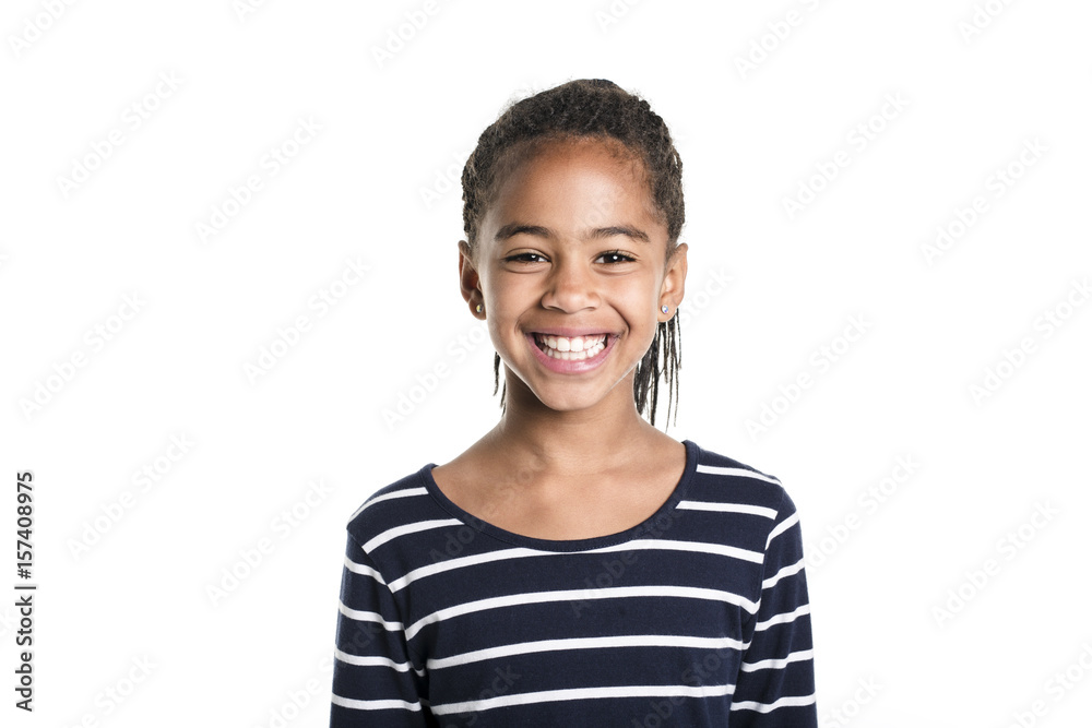 Adorable african little girl on studio white background Adorable african little girl on studio white background