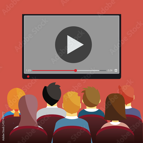 Cinema, business video presentation, corporate training concepts. Vector illustration