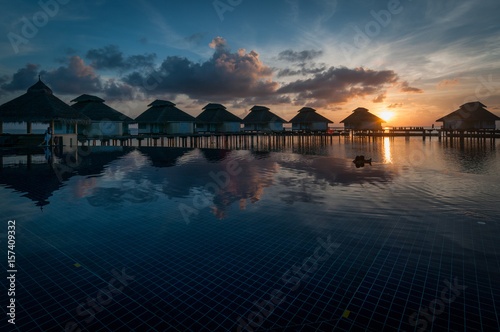 Sunset at North Ari atoll, Maldives photo