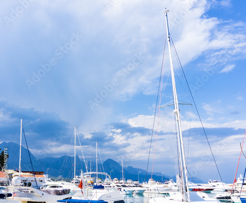 masts of yachts sailsboats. blue sky © nemez210769