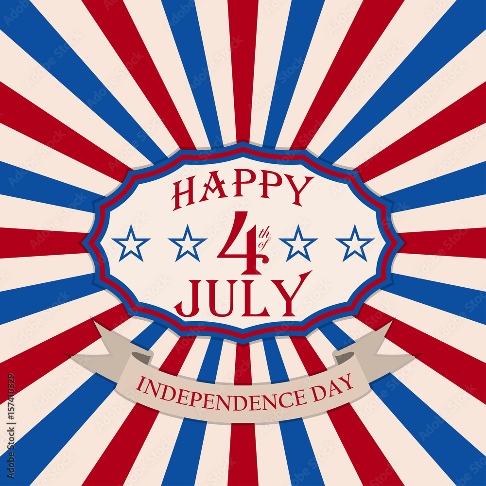 Fototapeta premium Vector Happy 4th of July background. Independence Day festive design.