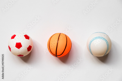 Group of football  baseball and basketball placed on white background