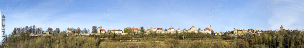 panoramic view of the medieval town of Rothenburg ob der Tauber.Bavaria