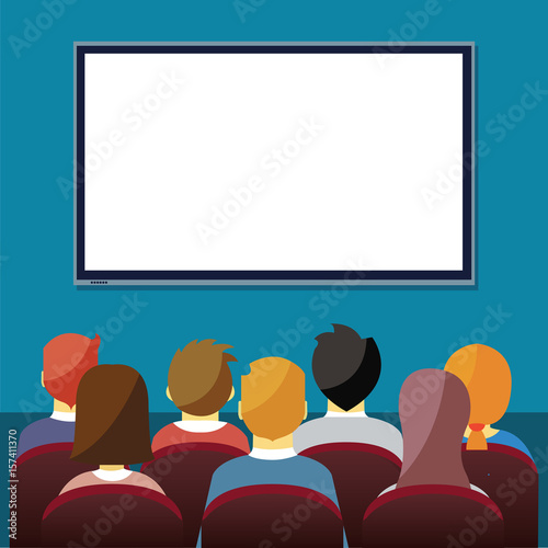 Businessman watching presentation on the big screen.