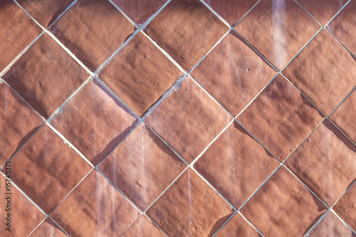 background of harmonic cotto tiles in red photo