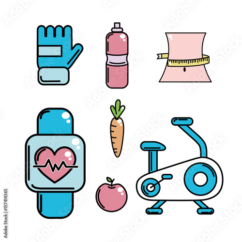 healthy lifestyle tools icons to practice exercise