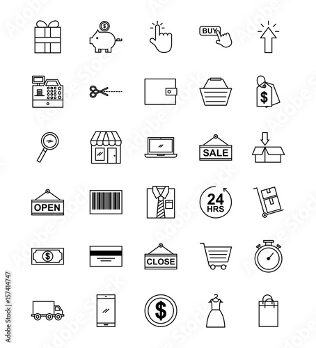 online shopping icons set icon vector illustration design graphic