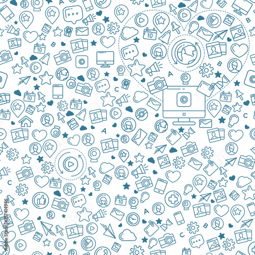 Social Media Blue Seamless Pattern