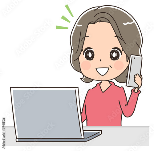 問い合わするシニア女性のイラスト