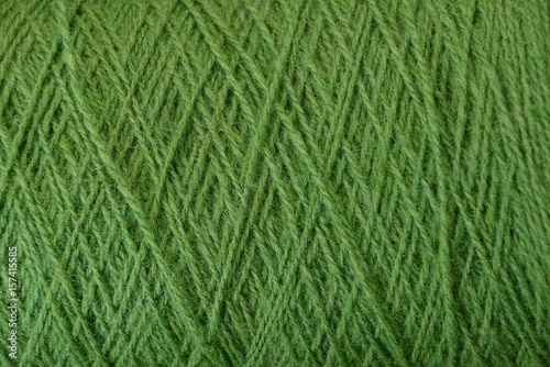 Зелёная текстура из толстых шерстяных ниток Stock Photo