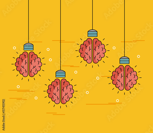 Brains hanging ideas illustration icon vector design graphic