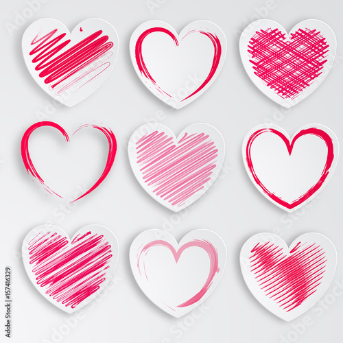 heart paper stylized set