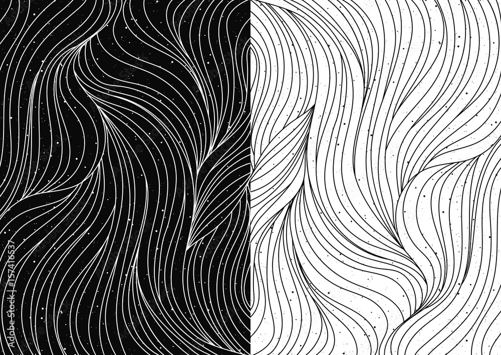 Black and white wave patterns vector