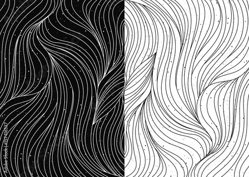 Black and white wave patterns vector