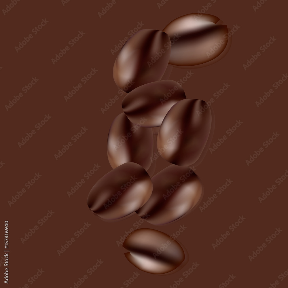Fototapeta premium Vector background with coffee beans