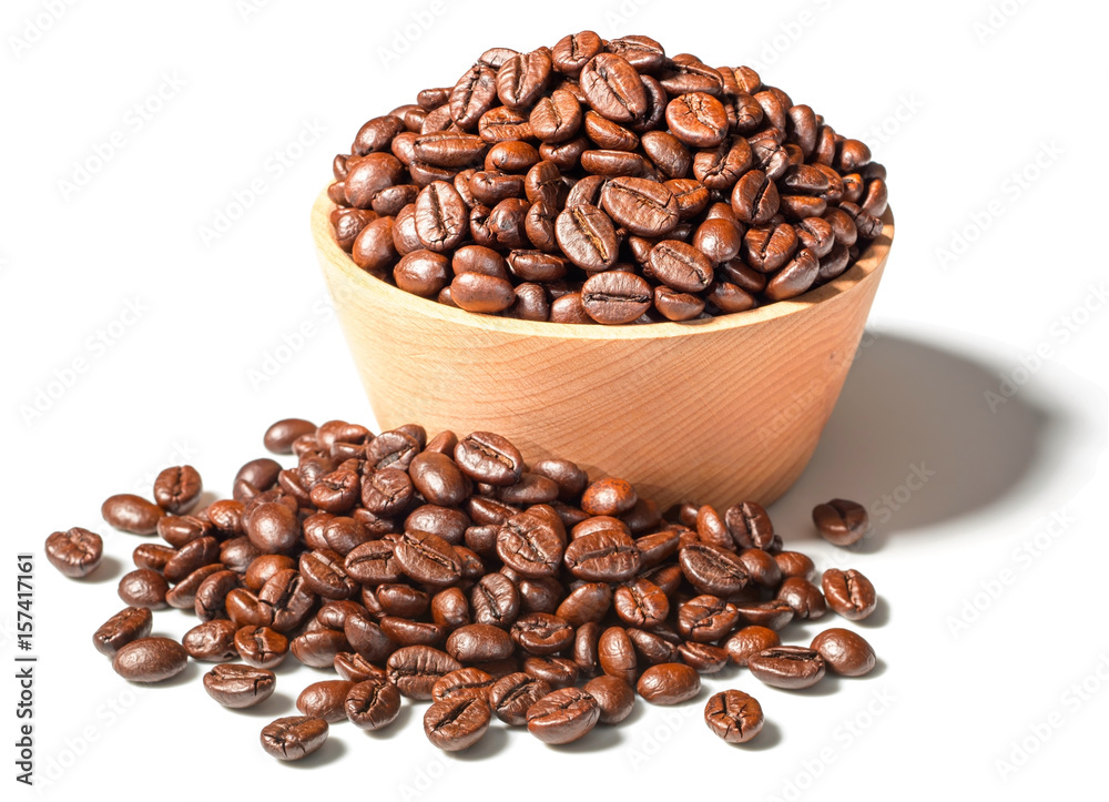 coffee beans on white, (large depth of field, taken with tilt shift lens)