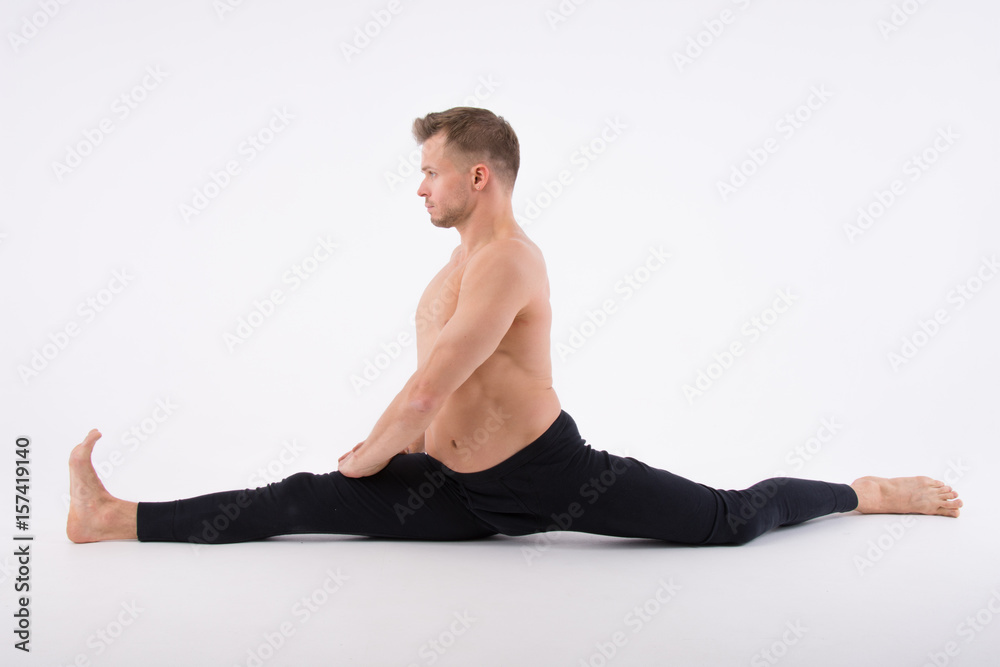 To do the splits. Strong athletic guy. To do the splits. Strong athletic guy.