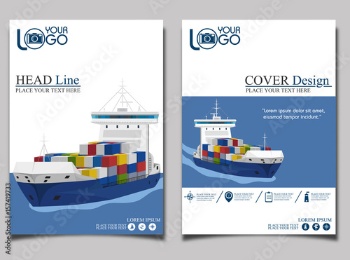 Commercial sea shipping banner template set