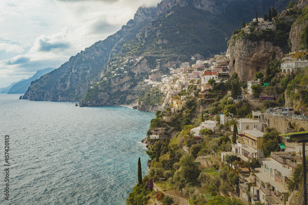 beautiful scenic of amalfi coast and positano town in south italy most popular traveling destination