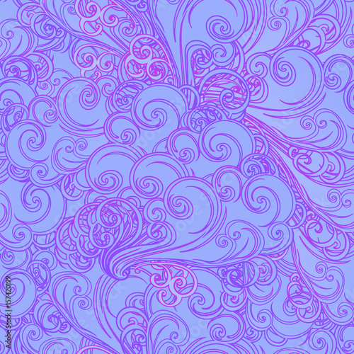 Seamless pattern. Retro style curly decorative clouds with. Decorative element for tattoo textile prints or greeting card design. EPS10 vector illustration