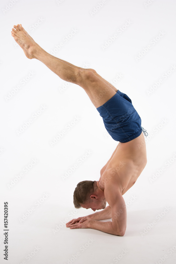 Sport, body and healthy lifestyle. Sexy flexible guy. Yoga and sport. Life  is motion. Fitness and healthy lifestyle. foto de Stock | Adobe Stock