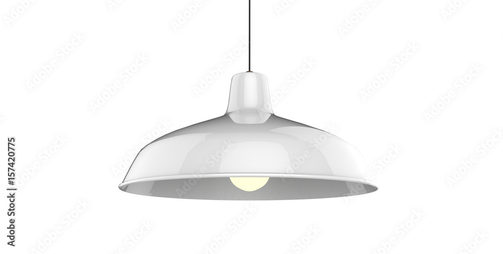 Isolated white color shiny pendant lamp 3d illustration concept Isolated white color shiny pendant lamp 3d illustration concept