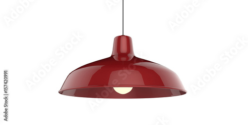 Isolated red color shiny pendant lamp 3d illustration concept
