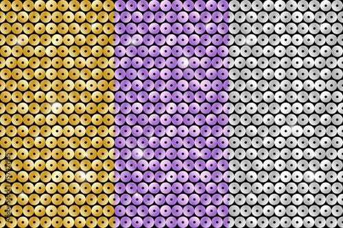 Obraz na plátně Set of seamless patterns with color sequins