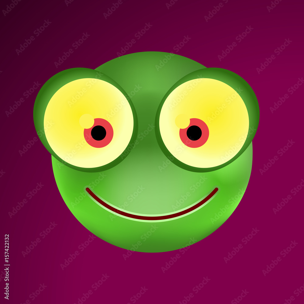 Cute Frog Emoticon on Dark Background. Isolated Vector Illustration 