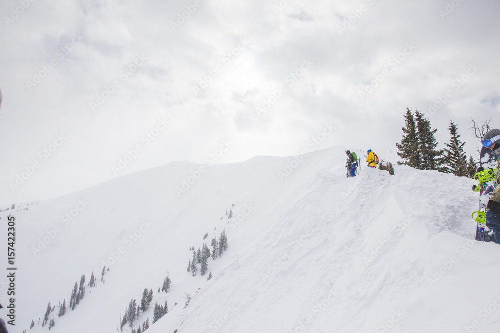 Hiking up the aspen highlands bowl