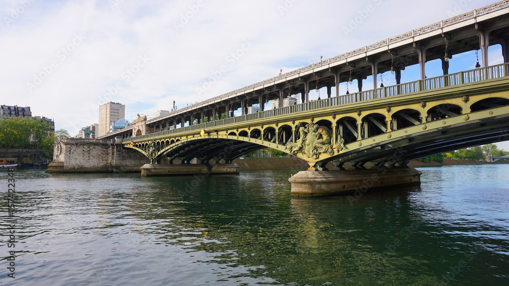 Photo of iconic bridge of Bir-Hakeim on a spring morning, Paris, France Photo of iconic bridge of Bir-Hakeim on a spring morning, Paris, France