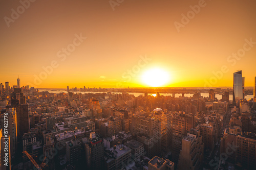 Canvas Print sunset over the west side of manhattan