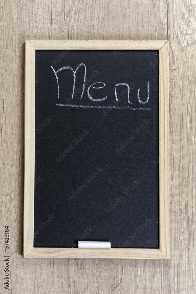 Space chalkboard background texture with wooden frame for food, drink coffee and menu. blackboard space for wallpaper. Landscape mounting style vertical.
