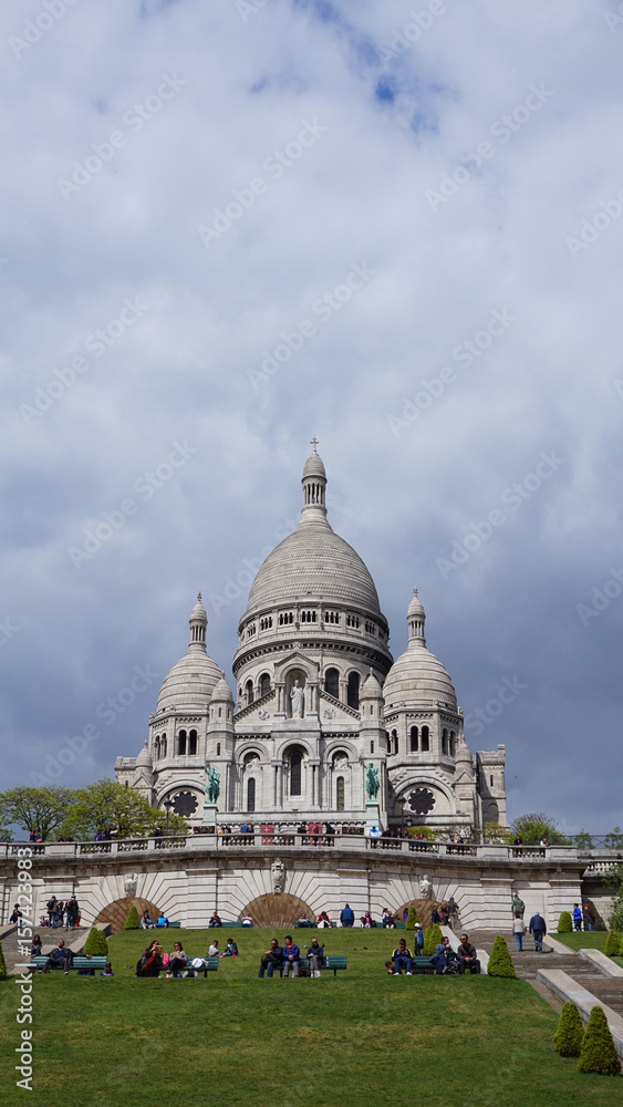 Photo of iconic Sacre Coeur Basilica in Montmartre, Paris, France